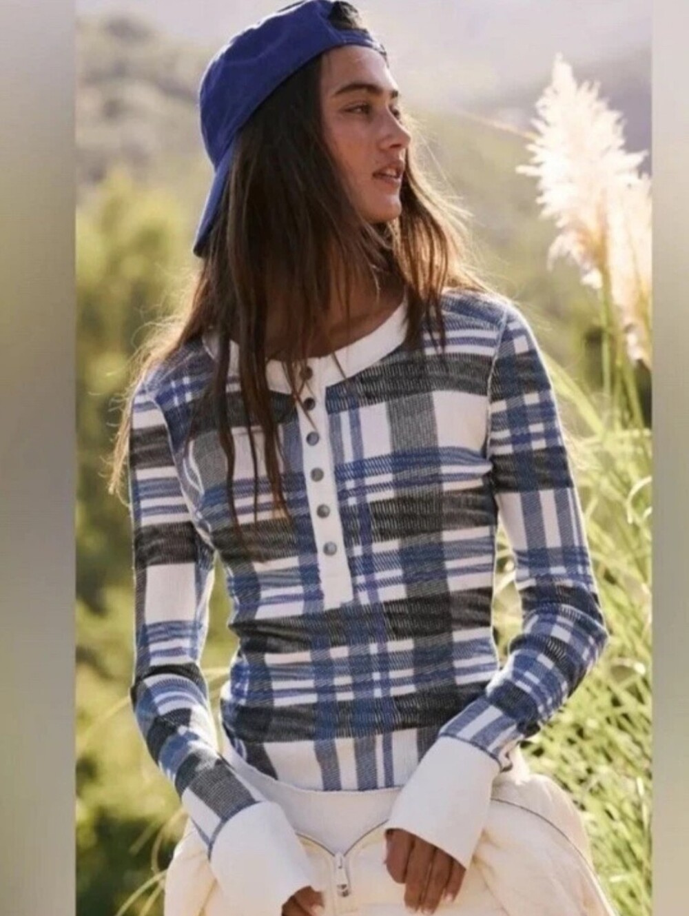 Free People Movement Rally Printed Layer Long Sleeve Henley Shirt